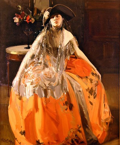 Portret van een vrouw door Virgilio Constantini