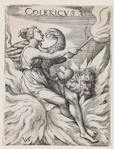 Cholerisch Temperament, c.1530-62 (gravure) door Virgilius the elder Solis