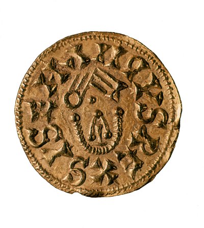 Tremissis (of triens) van Koning Sisenand, geslagen in Tarraco, Spanje, 7e eeuw door Visigothic