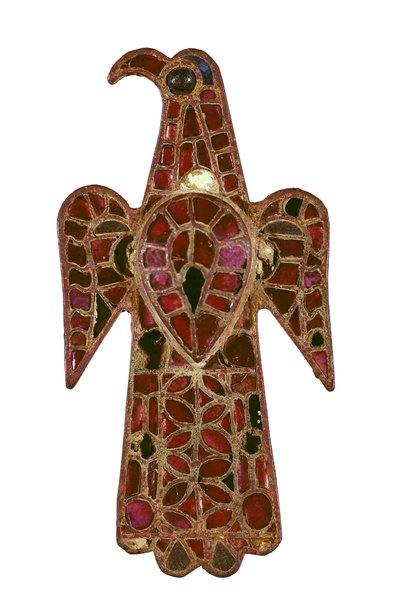 Visigotische fibula in de vorm van een arend, 6e eeuw, Brons en glas pasta door de technische cloisonne door Visigothic Visigothic