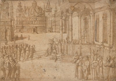 Naar Carpaccio - De presentatie van de Maagd in de Tempel c.1500-20 door Vittore Carpaccio