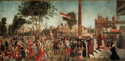 Cyclus van het leven van Sint Ursula: het martelaarschap van de pelgrims en de begrafenis van Sint Ursula door Vittore Carpaccio