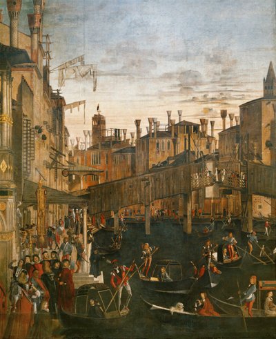 Mirakel van de relikwie van het Heilig Kruis in het Campo San Lio, Venetië (schilderij) door Vittore Carpaccio
