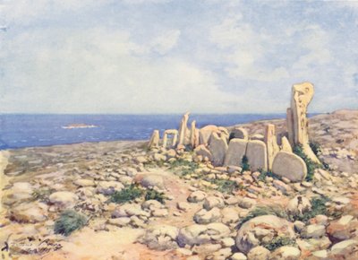Malta: Hagiar Kim (kleurenlitho) door Vittorio Boron