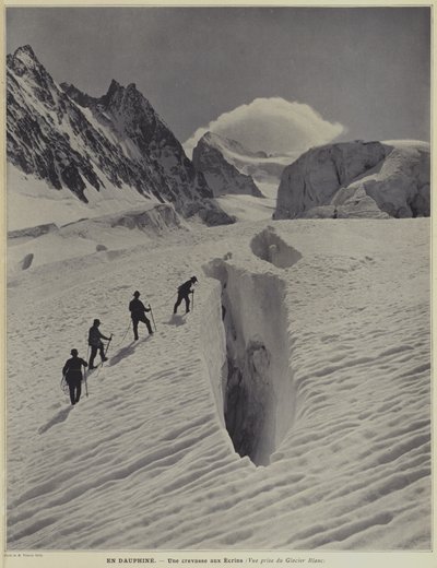 Een Spleet op de Glacier Blanc op de Barre des Écrins in de Dauphiné-regio van de Franse Alpen door Vittorio Sella