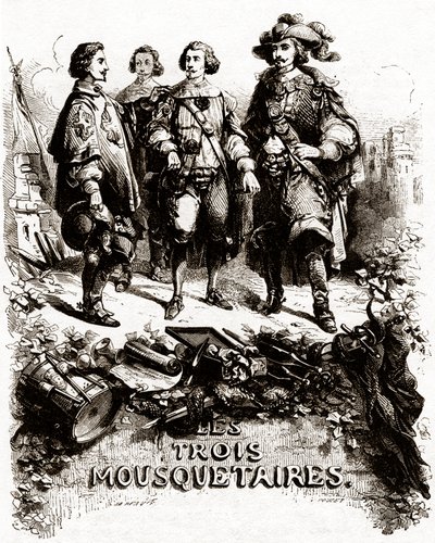 Titelpagina van "De drie musketiers door Vivant (after) Beauce