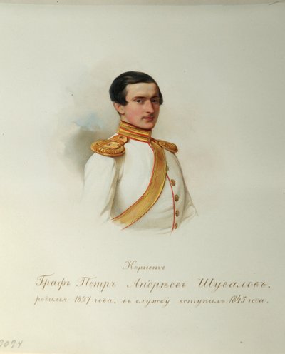Portret van graaf Pyotr Andreyevich Shuvalov (uit het album van de Keizerlijke Lijfwacht) door Vladimir Ivanovich Hau