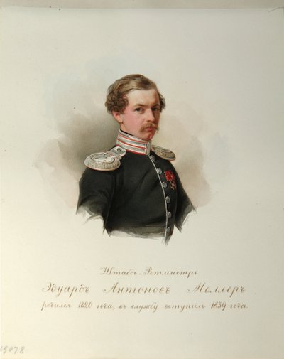 Portret van Eduard Antonovich Moller (1820-1879) (Uit het Album van de Keizerlijke Huzaren) door Vladimir Ivanovich Hau