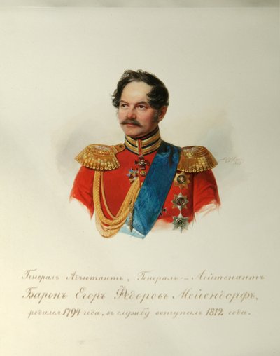 Portret van Generaal Yegor Fyodorovich Meiendorf (1794-1879) (Uit het Album van de Keizerlijke Paardengarde) door Vladimir Ivanovich Hau