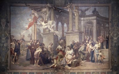 Gordijn in het Nationaal Theater, Praag, Tsjechië, 1883 door Vojtech Hynais