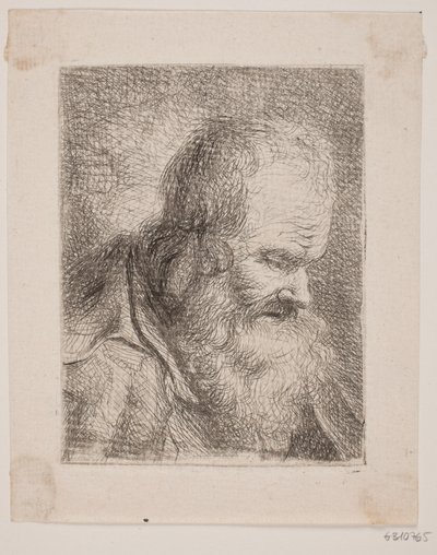 Baardige oude man, borstbeeld door W.A. Müller