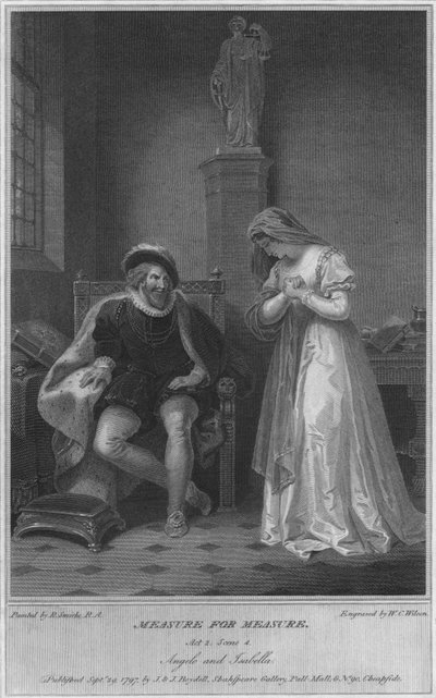 Maat voor Maat. Act 2. Scene 4. Angelo en Isabella, 1797 door W. C. Wilson