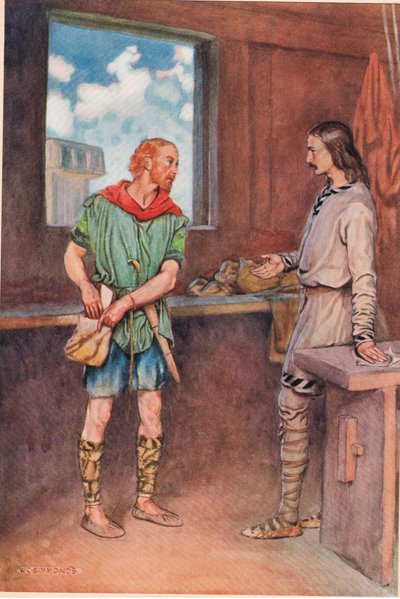 Een zeeman geeft Horatio een brief van Hamlet, uit 