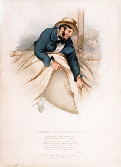 Sluit de bovenste zeilen. 19e-eeuwse kleurenlithografie door W. Kohler (?) door W. Kohler