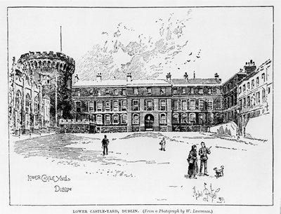 Lower Castle Yard, Dublin, gegraveerd door Herbert Railton (1857-1910) door W. Lawrence