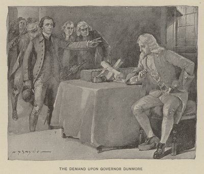 De eis aan gouverneur Dunmore (litho) door W. P. Snyder