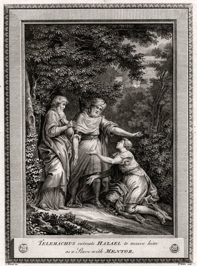 Telemachus smeekt Hazael om hem als slaaf te ontvangen met Mentor door W. Walker