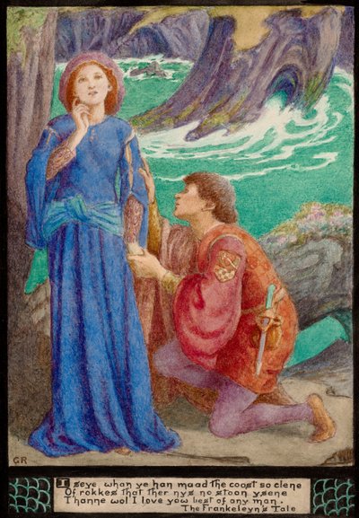Aurelius en Dorigen (potlood  aquarel) door Walford Graham Robertson