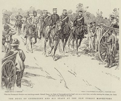 De hertog van Connaught en zijn staf bij de manoeuvres in het New Forest door Walter Charles Horsley