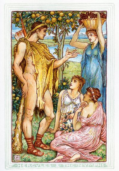 Hercules en de nimfen door Walter Crane