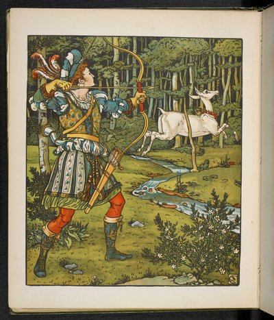 Illustratie voor het verhaal, de Hinde in het bos door Walter Crane