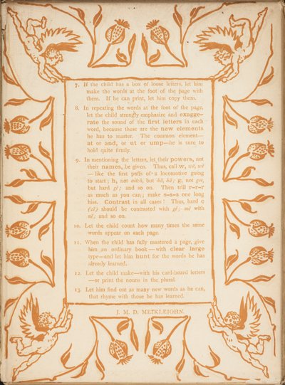 Methode van lesgeven de Gouden primer. Bloemrijke randen met cherubijnen. door Walter Crane