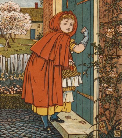 Roodkapje (kleur litho) door Walter Crane