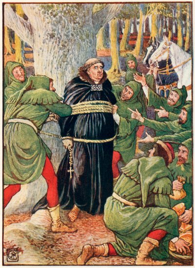 De abt van Saint Maries gevangen door Robin Hood door Walter Crane