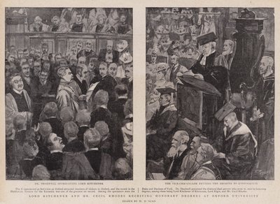 Lord Kitchener en Mr. Cecil Rhodes ontvangen eredoctoraten aan de Universiteit van Oxford door Walter Duncan