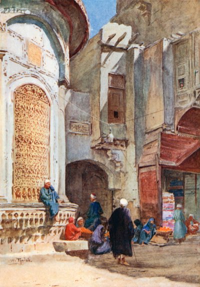 De Sebil bij de Poort Zuweyla (kleurenlitho) door Walter Frederick Roofe Tyndale