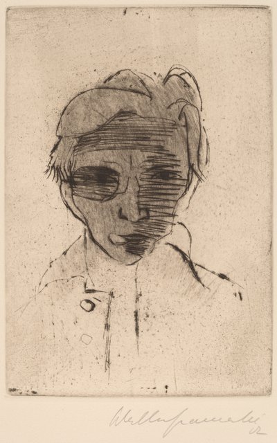 Somber Gezicht, Zelfportret Dunkles Gesicht, Selbstporträt, 1922 door Walter Gramatte