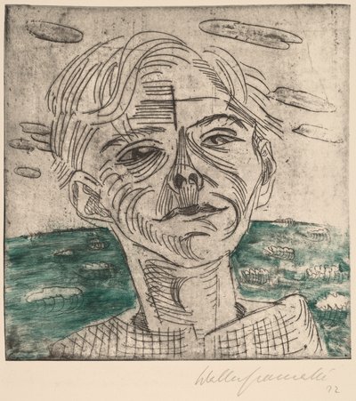Man aan zee, zelfportret door Walter Gramatte