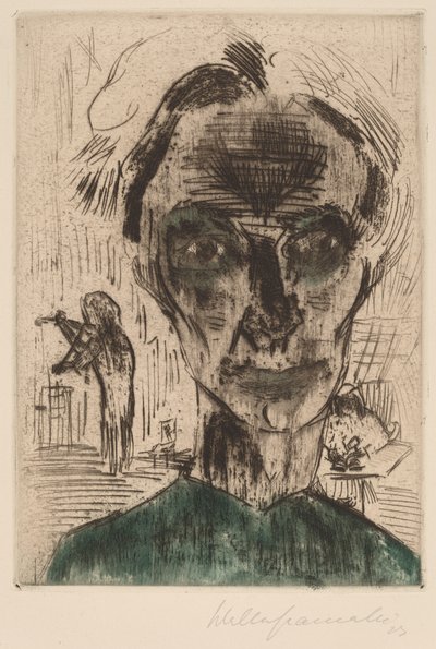 Man in een Kamer, Zelfportret door Walter Gramatte