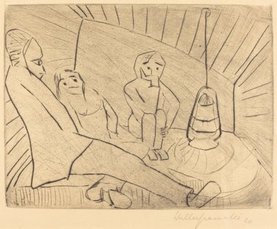 Drie Mensen in een Atelier door Walter Gramatte