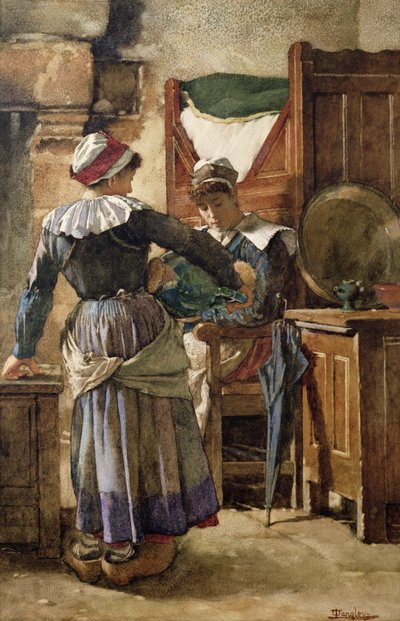 Haar eerstgeborene door Walter Langley