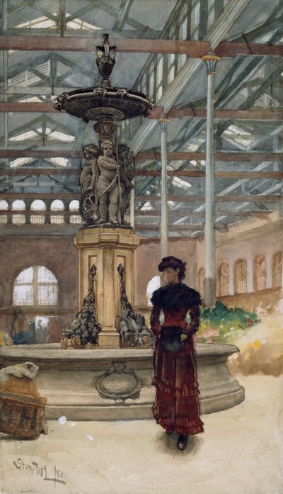 Oude markthal en fontein, Birmingham door Walter Langley