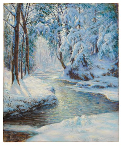 Beek in een besneeuwd landschap, begin 20e eeuw (olieverf op doek) door Walter Launt Palmer