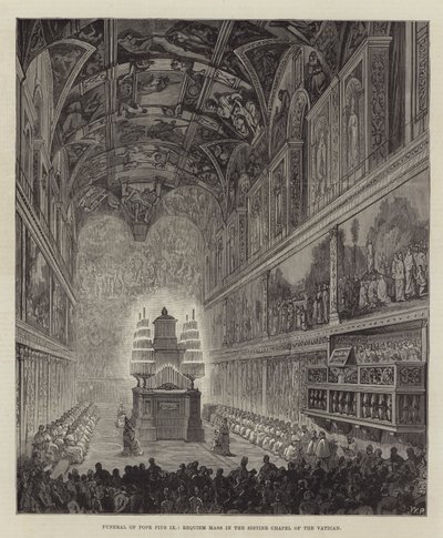 Begrafenis van Paus Pius IX, Requiemmis in de Sixtijnse Kapel van het Vaticaan door Walter Paget