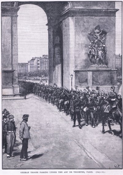Duitse troepen marcheren onder de Arc de Triomphe, 1871 AD door Walter Paget