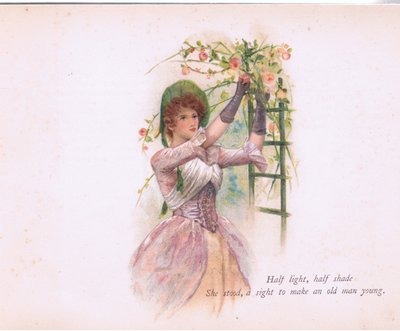 Half licht, half schaduw, illustratie uit Tennyson Pictures gepubliceerd door E P Dutton & Co, ca. 1900 door Walter Paget