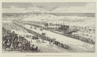Paardenrennen in Accra, aan de Goudkust, Race voor de Brandford Cup door Walter Paget