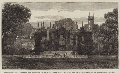 Singleton Abbey, Swansea, de residentie van de heer H H Vivian, MP, bezocht door de Prins en Prinses van Wales door Walter Paget