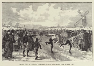 Schaatswedstrijd in Littleport, Cambridgeshire, finale tussen J Smart en T Wells door Walter Paget
