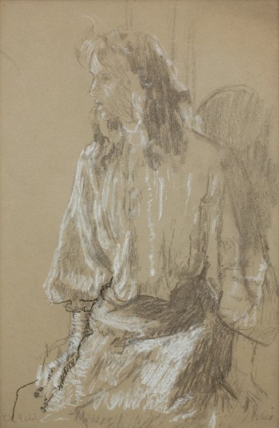 Kleine Rachel, ca. 1906 (Zwart-wit krijt op grijs papier ) door Walter Richard Sickert