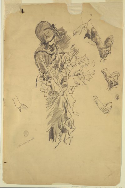 Studie van een Figuur voor "In de Bergen" door Walter Shirlaw