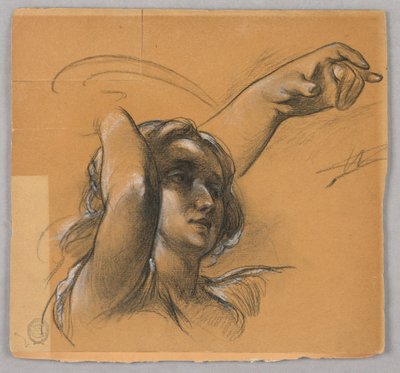 Studie van het hoofd en de armen van een figuur door Walter Shirlaw