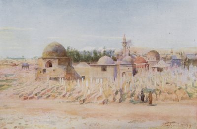 De Moslim Begraafplaats en Uitzicht op de Berg Hermon, Damascus door Walter Spencer Stanhope Tyrwhitt