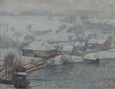 Winterlandschap aan de Attersee door Walther Gamerith