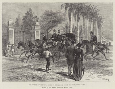 Een van de nieuwe ministers gaat naar het Senaatshuis, Rio de Janeiro, Brazilië door Warry