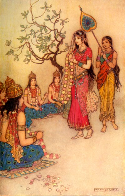 Damayanti kiest een echtgenoot, 1913 door Warwick Goble